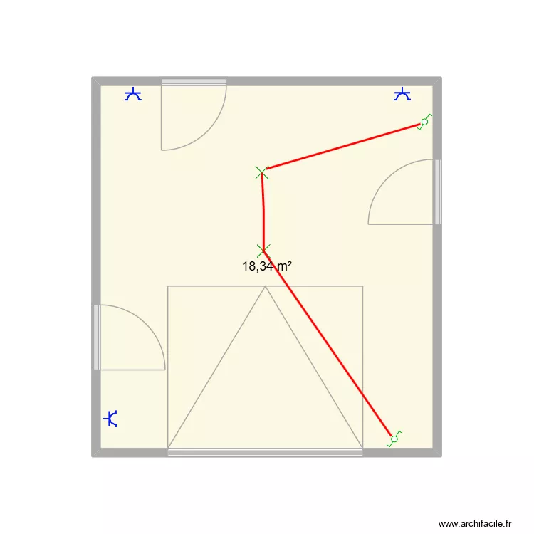 Va-et-vient Garage. Plan de 1  et 18 m²