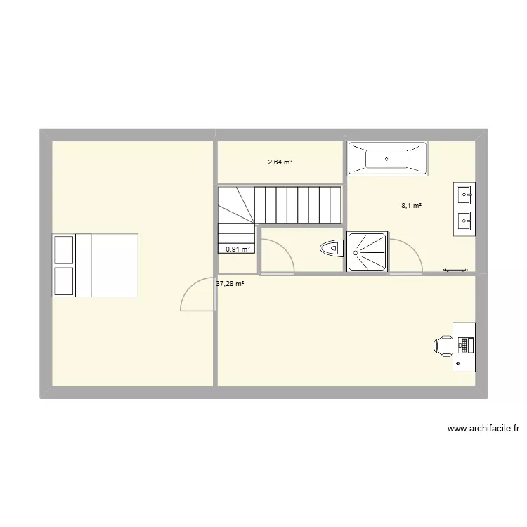 &eacute;tage perrouse. Plan de 4 pièces et 49 m²