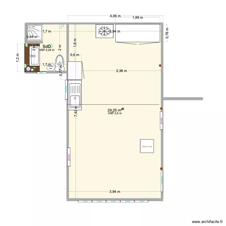 C&eacute;vennes. Plan de 2  et 33 m²