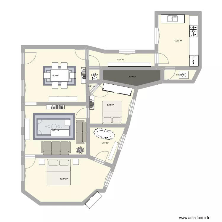HOCHE 2. Plan de 11  et 96 m²