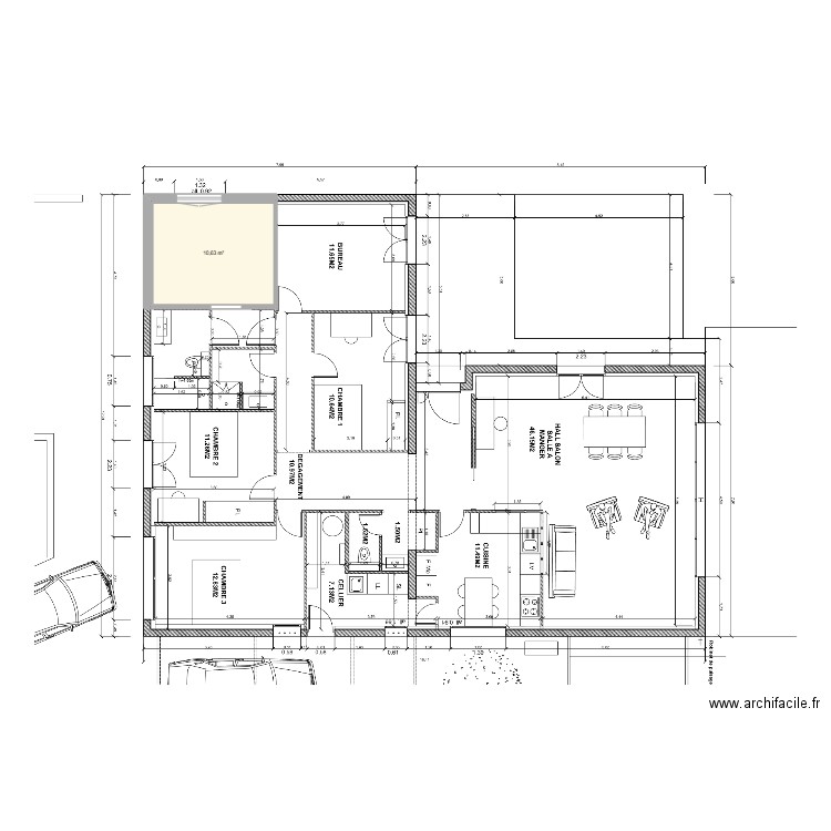 cailleau. Plan de 1 pièce et 11 m2
