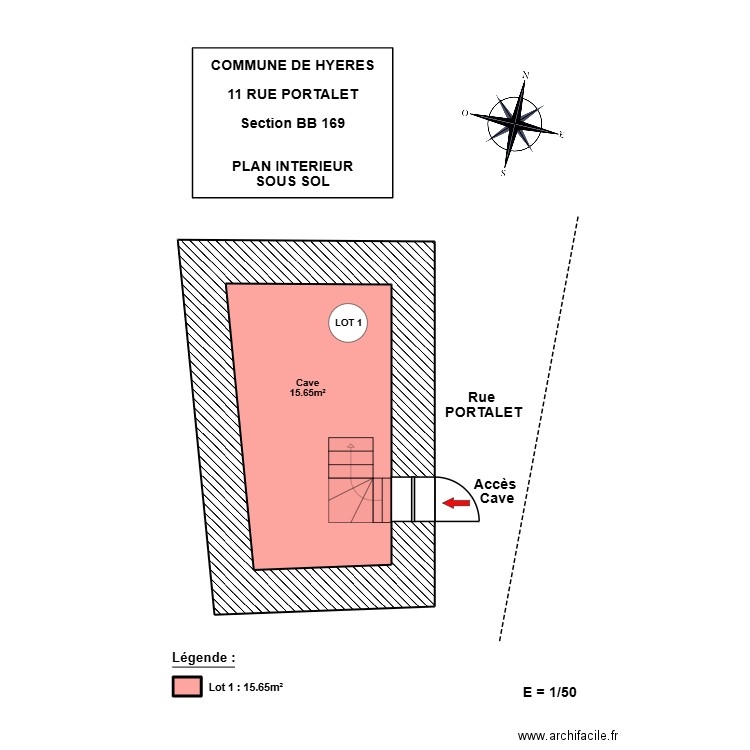 ROUMENGAS HYERES SOUS SOL. Plan de 2 pièces et 19 m2