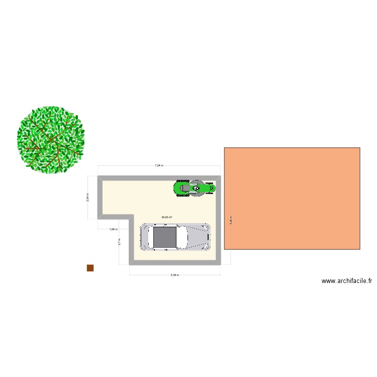 garage v2. Plan de 1 pièce et 30 m2