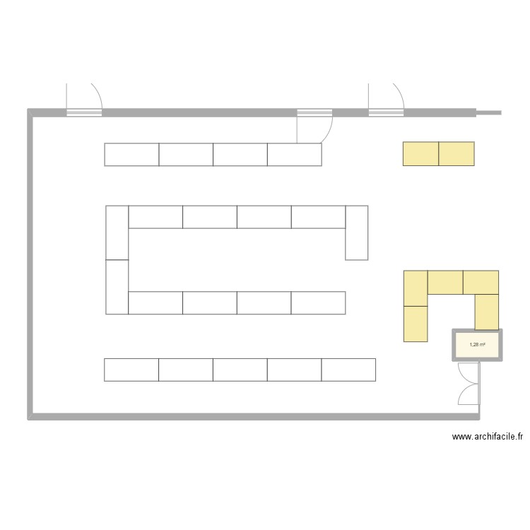 Salle des fetes. Plan de 1 pièce et 1 m2