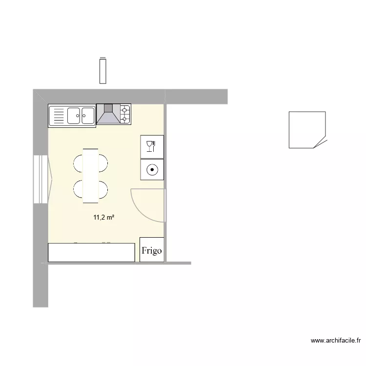 cuisine tata. Plan de 1 pièce et 11 m²