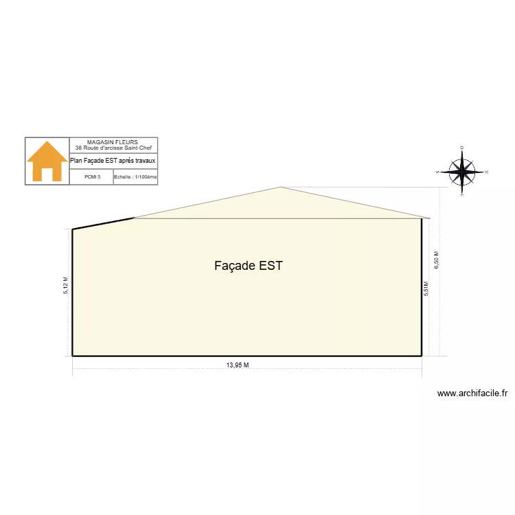 Plan Fa&ccedil;ade EST apr&egrave;s travaux. Plan de 