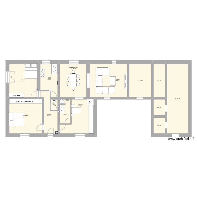 LE BORN 2. Plan de 14 pièces et 173 m2