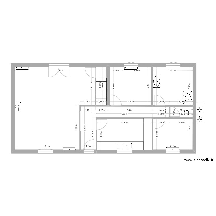 Simon GREGORY. Plan de 6 pièces et 87 m2