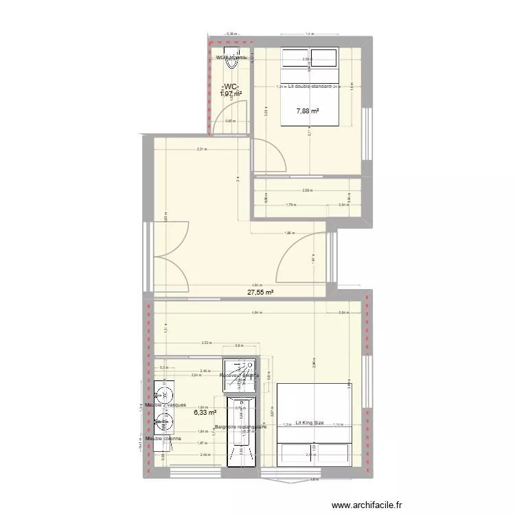 maison nous. Plan de 4  et 44 m²