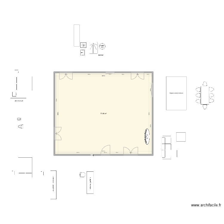 maison vide. Plan de 1 pièce et 77 m2