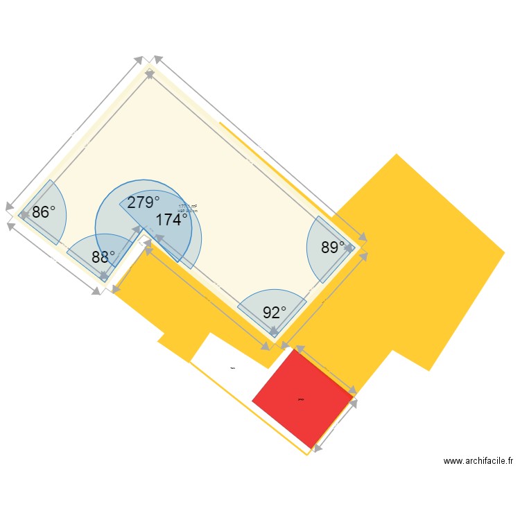 cadastre garage. Plan de 1 pièce et 177 m2