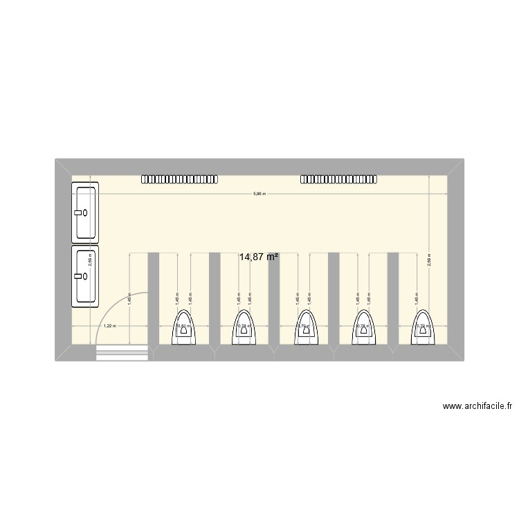 WC FILLES COLLEGE BAT A. Plan de 1 pièce et 15 m2