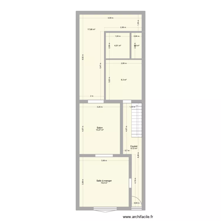 bas. Plan de 7  et 72 m²