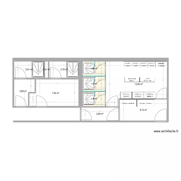 Vestiaire HydroSud2. Plan de 11 et 43 m² Vestiaire HydroSud2. Plan de 11 et 43 m²