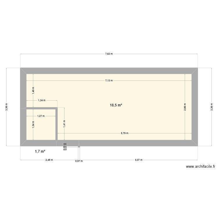 Garage-. Plan de 2 pièces et 20 m2