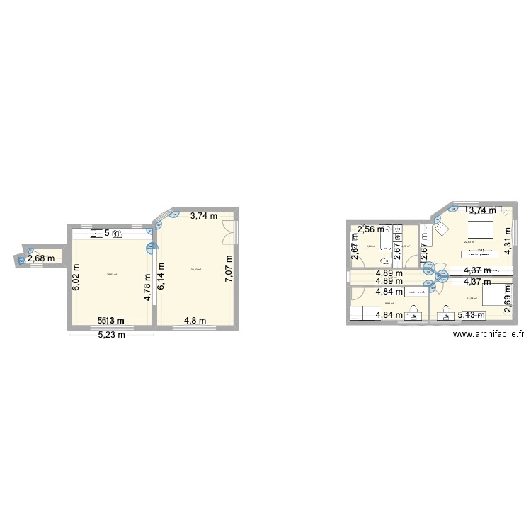 2e étage Kévin et Clémence. Plan de 9 pièces et 127 m2