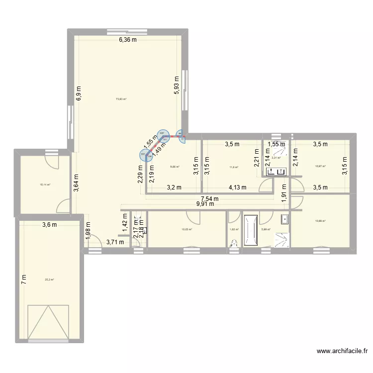 PLAN 1. Plan de 11  et 174 m²