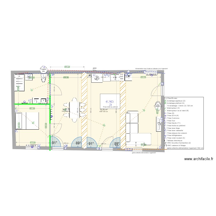 rouet plan elec 29/04/2025. Plan de 4 pièces et 64 m2