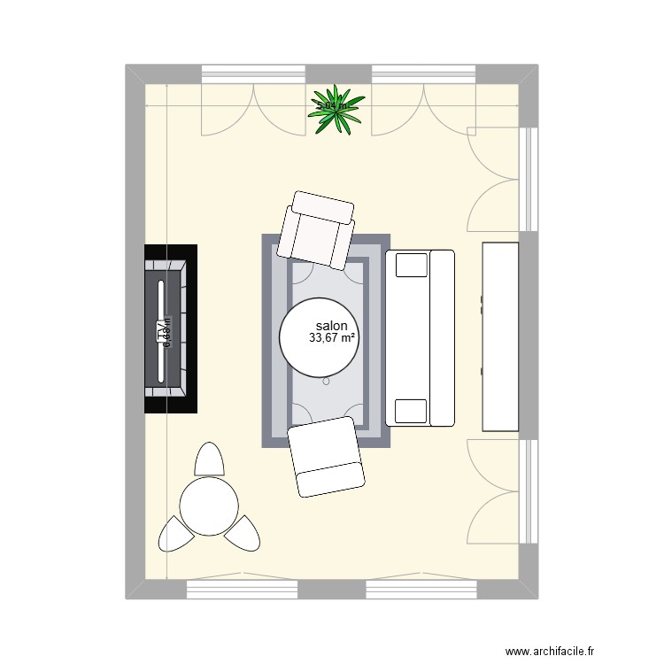 SALON - 24 ROOSEVELT. Plan de 1 pièce et 34 m2