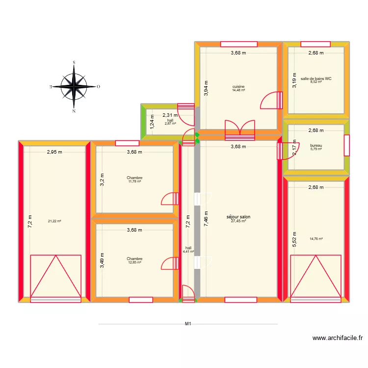 215 de laender. Plan de 10  et 124 m²