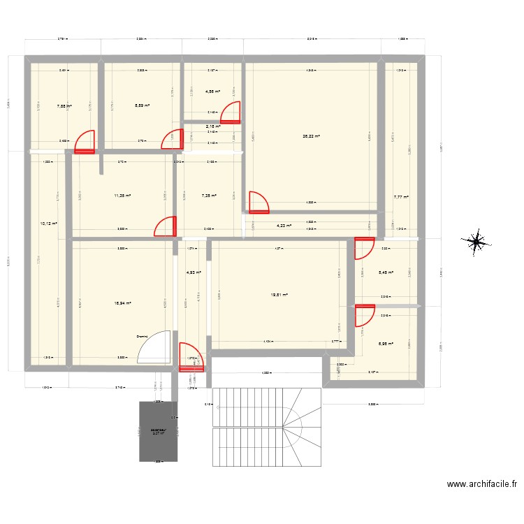 AGA_001. Plan de 15 pièces et 145 m2
