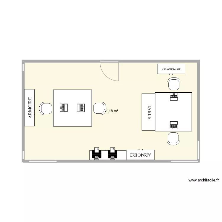 AMENAGEMENT BUREAU TEST 2. Plan de 1  et 31 m²