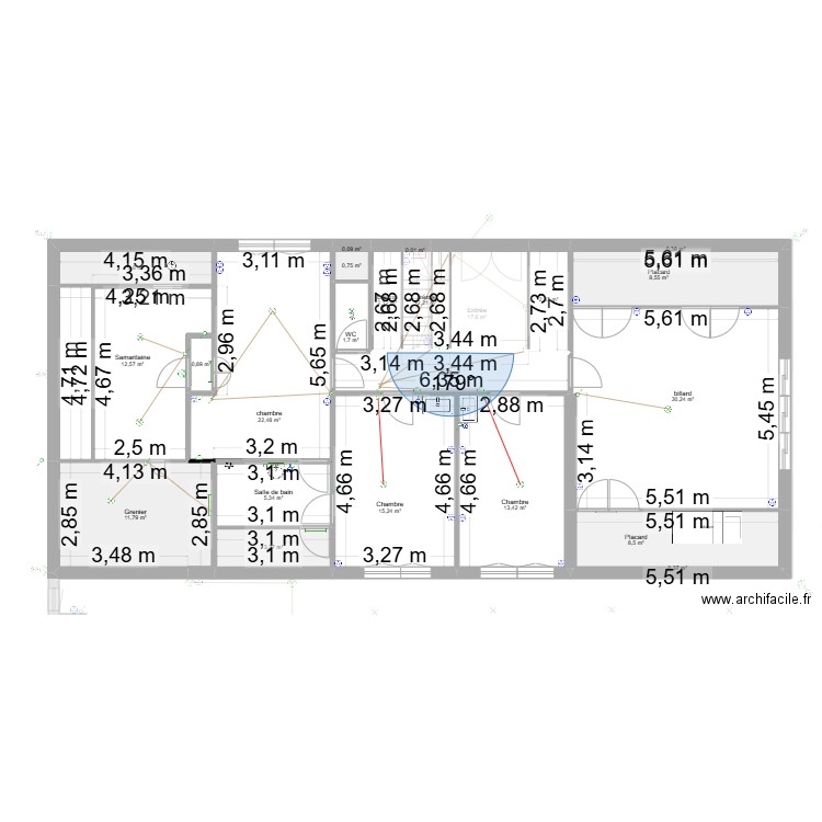 Maison Beauchamp prises et éclairage. Plan de 32 pièces et 312 m2
