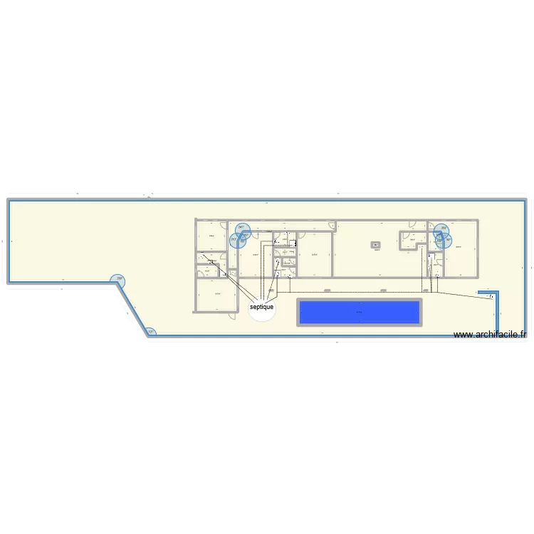 plam de mas villa 12 septique. Plan de 