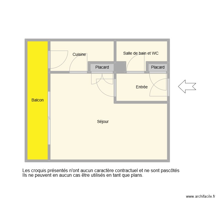 Croquis Jean Michel. Plan de 8 pièces et 32 m2