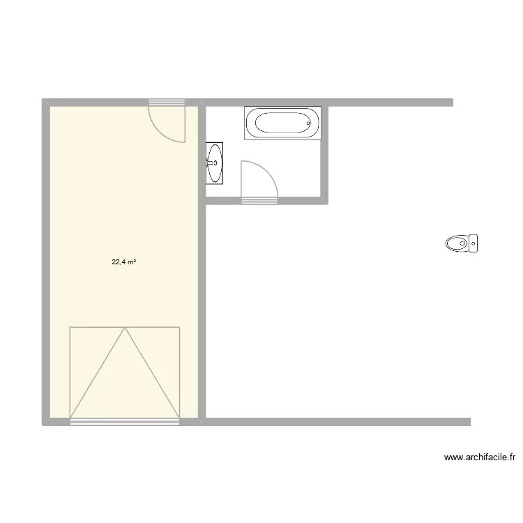 maison niv sous sol. Plan de 1 pièce et 22 m²