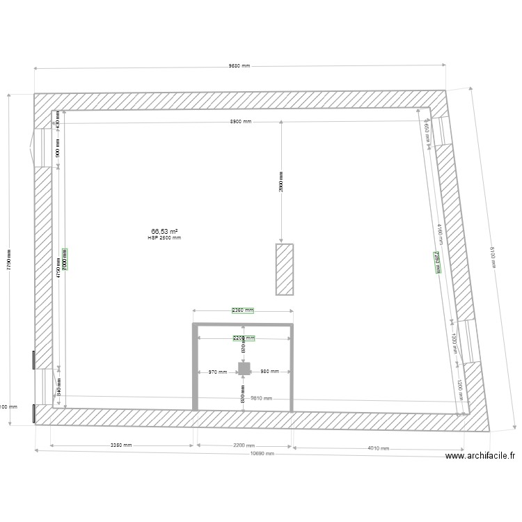 APPART 2 EME ETG VIDE partage. Plan de 1 pièce et 67 m2