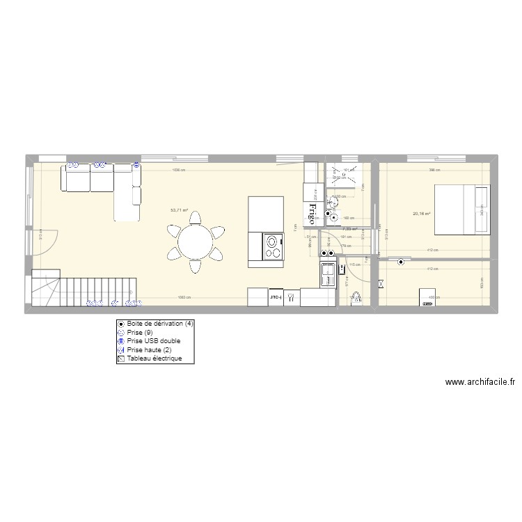 Villa 3 rdc PC_Salon. Plan de 3 pièces et 81 m2