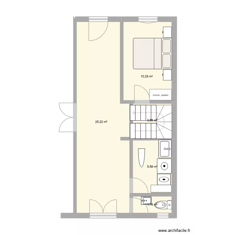 Pomerols. Plan de 5 Pièces et 46 m²