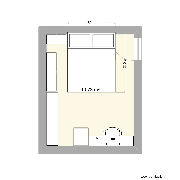 Chambre &eacute;t&eacute; lit EMMA. Plan de 