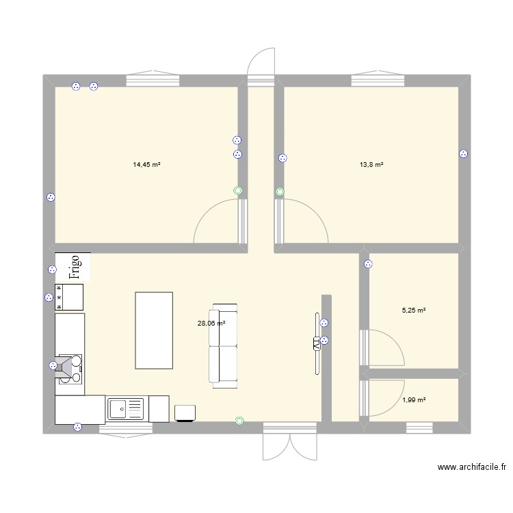 maison. Plan de 5 pièces et 64 m2