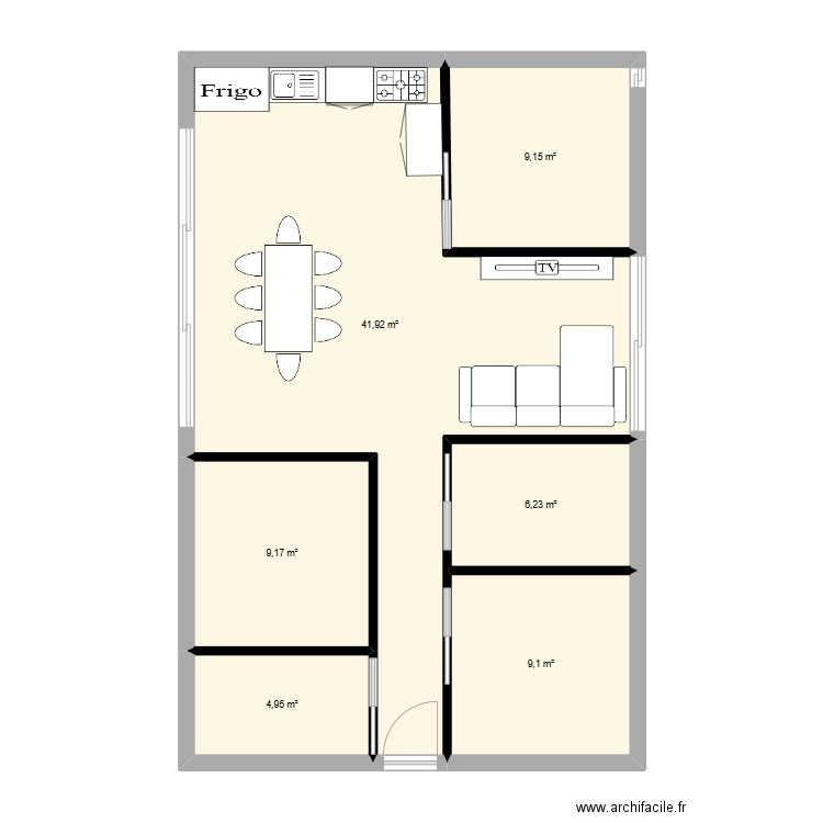 ETANG EXTENSION CHALET. Plan de 6 pièces et 81 m2