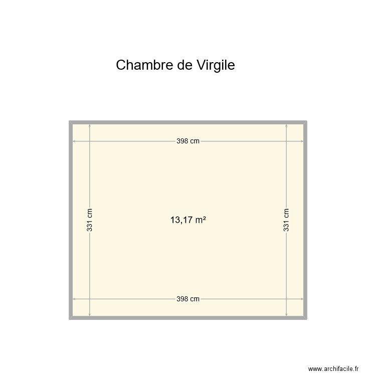 Chambre de Virgile. Plan de 1 pièce et 13 m2