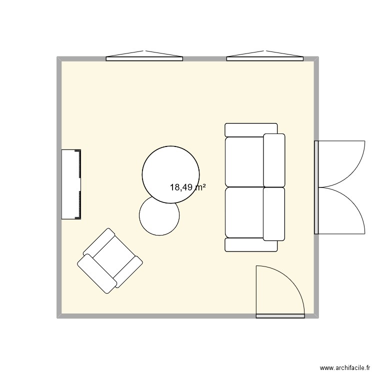 Salon Quimper. Plan de 1 pièce et 18 m2