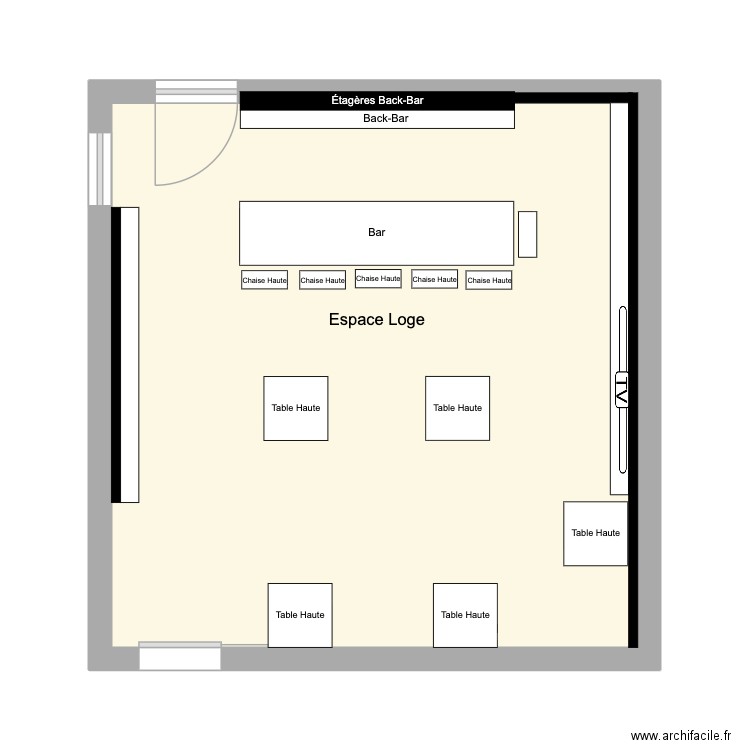 Loge Schweppes Roland garros. Plan de 1 pièce et 34 m2