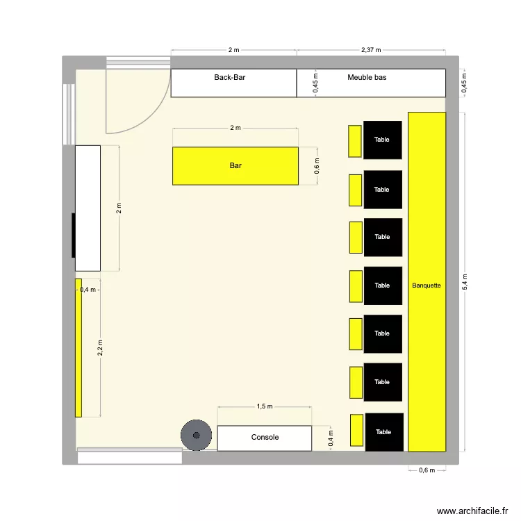 Loge Schweppes Roland garros. Plan de 1  et 36 m²