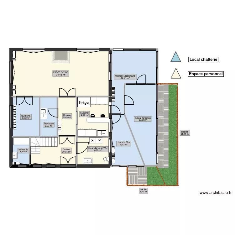 Plan chatterie rez de chauss&eacute;e 2. Plan de 13 pièces et 143 m²