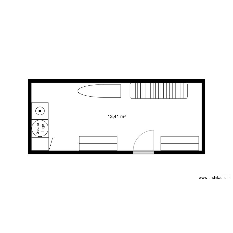 Buanderie. Plan de 1 pièce et 13 m2