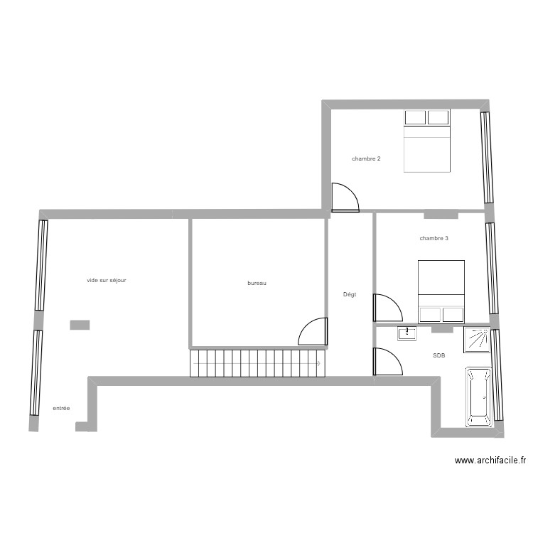 T5 6 CALAIS étage. Plan de 1 pièce et 32 m2