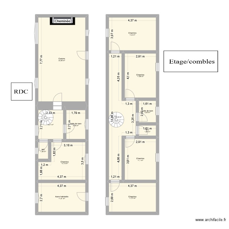 Ty-coz. Plan de 13 pièces et 143 m2