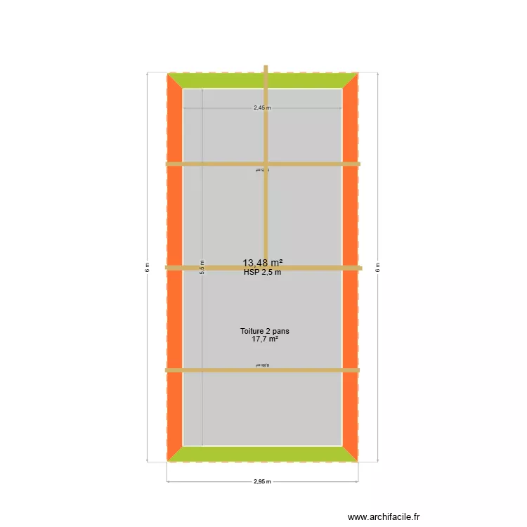 garage. Plan de 1  et 13 m²