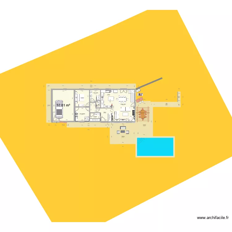 Cambremer maison et jardin sur terrain 2. Plan de 23  et 339 m²