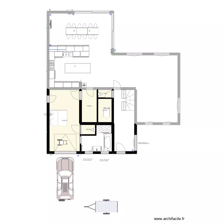 am&eacute;nagement partie projet garage. Plan de 