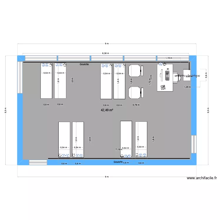 PLAN SA2 2.3. Plan de 1  et 42 m²