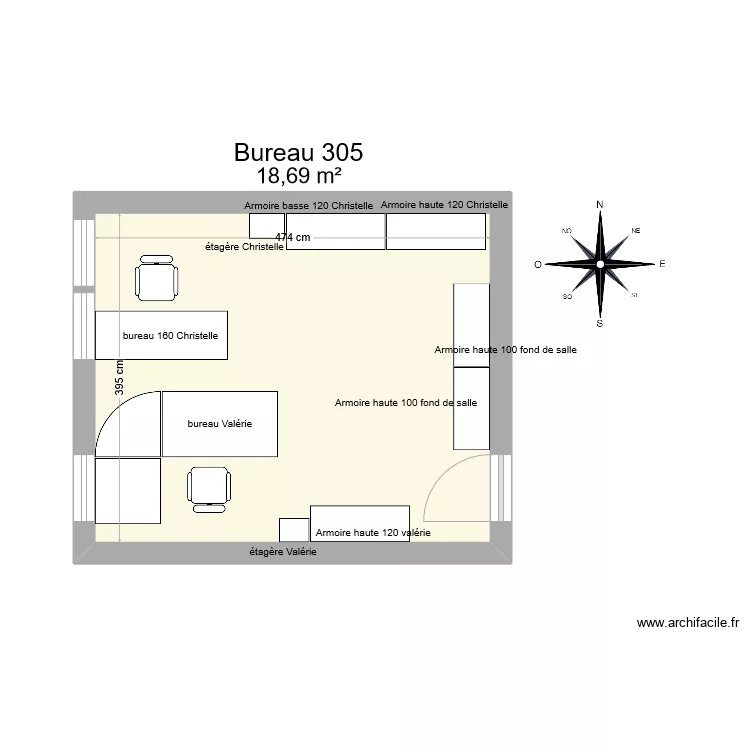 Bureau R 305. Plan de 