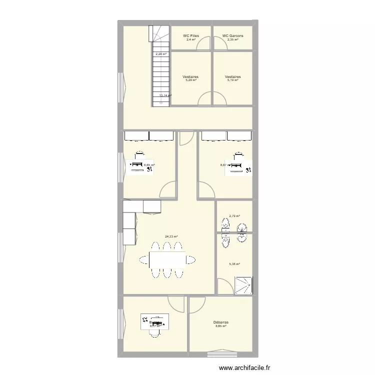 Bruay. Plan de 13 pièces et 99 m²